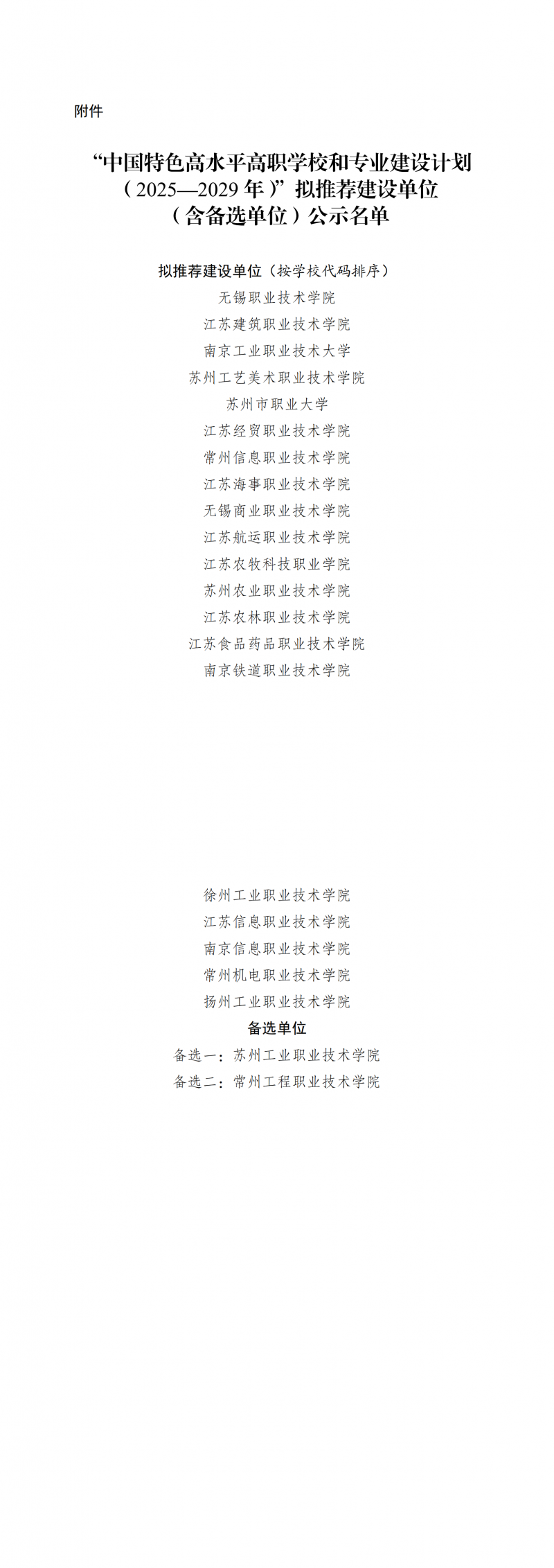 “中國(guó)特色高水平高職學(xué)校和專業(yè)建設(shè)計(jì)劃(2025—2029年)”擬推薦建設(shè)單位(含備選單位)公示名單_00